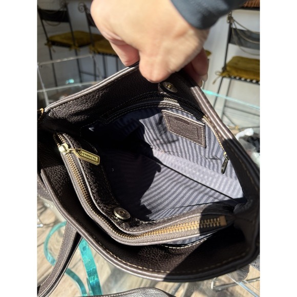 Vintage 90s COACH Sonoma 4924 Lg Chocolate Brown Shoulder Bag Pebbled Leather - Picture 7 of 12